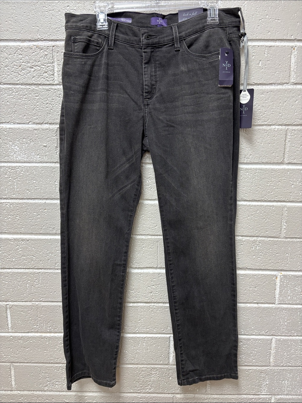 NYDJ Womens Charcoal Straight Leg Jeans